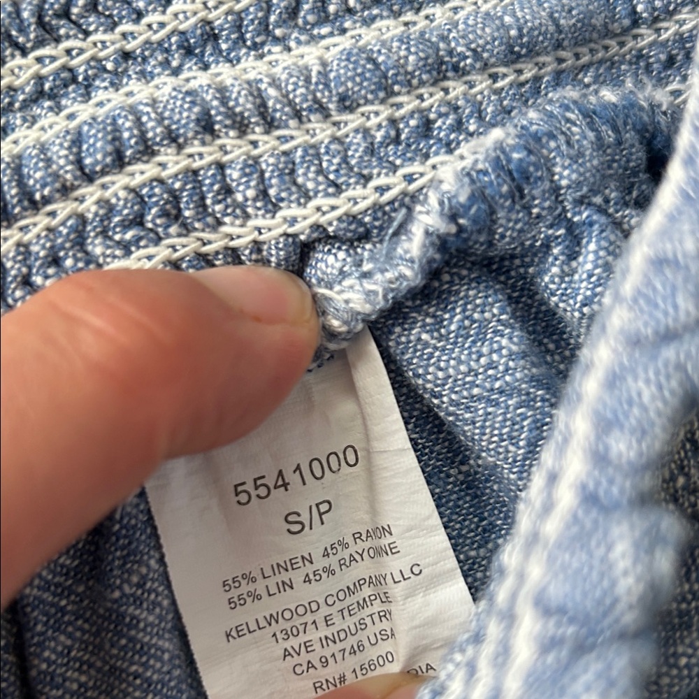 Briggs New York Light Blue Drawstring Linen-Blend High-Waist Shorts (3) - Picture 3 of 5